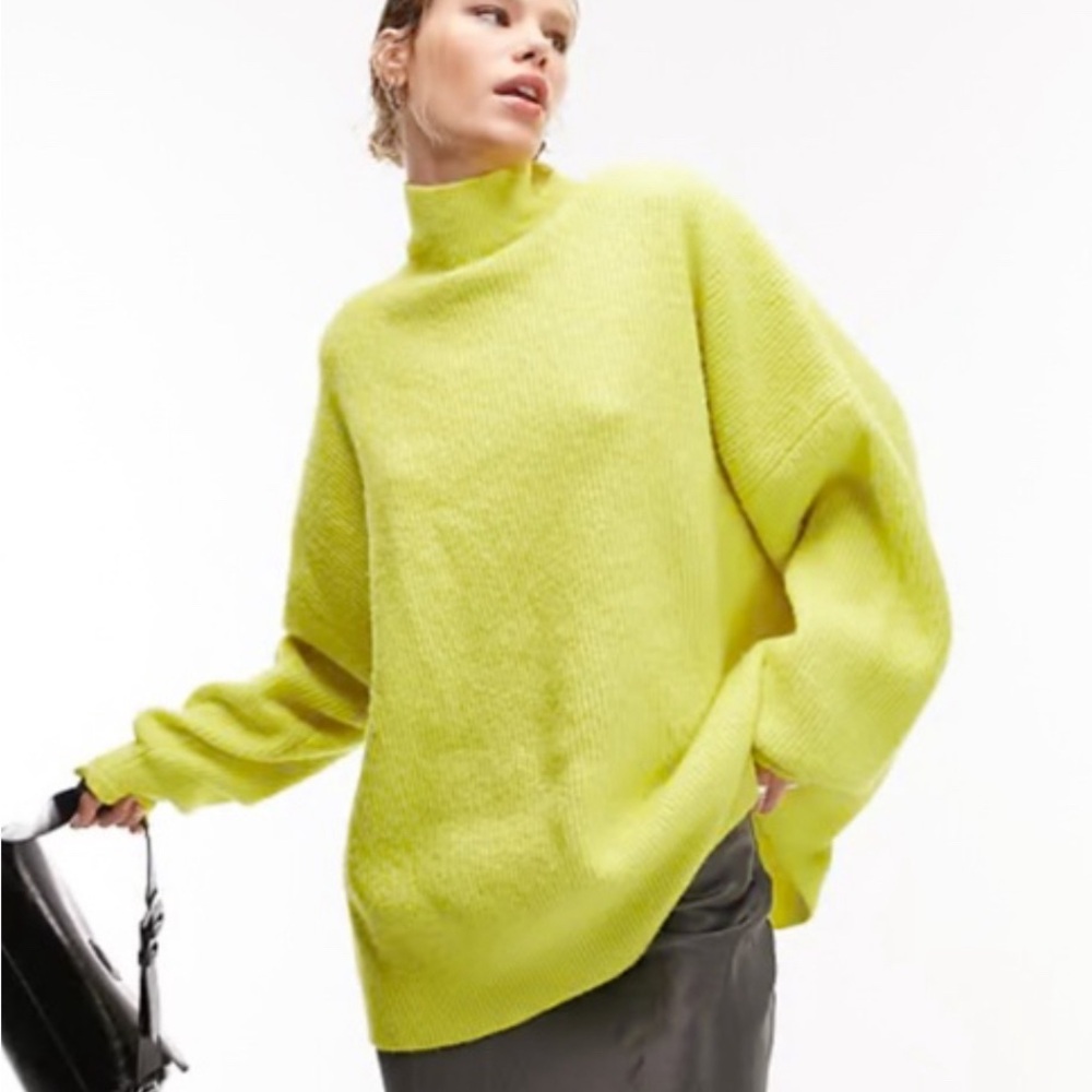 NWT Top Shop Bright Yellow Cowl Neck Sweater